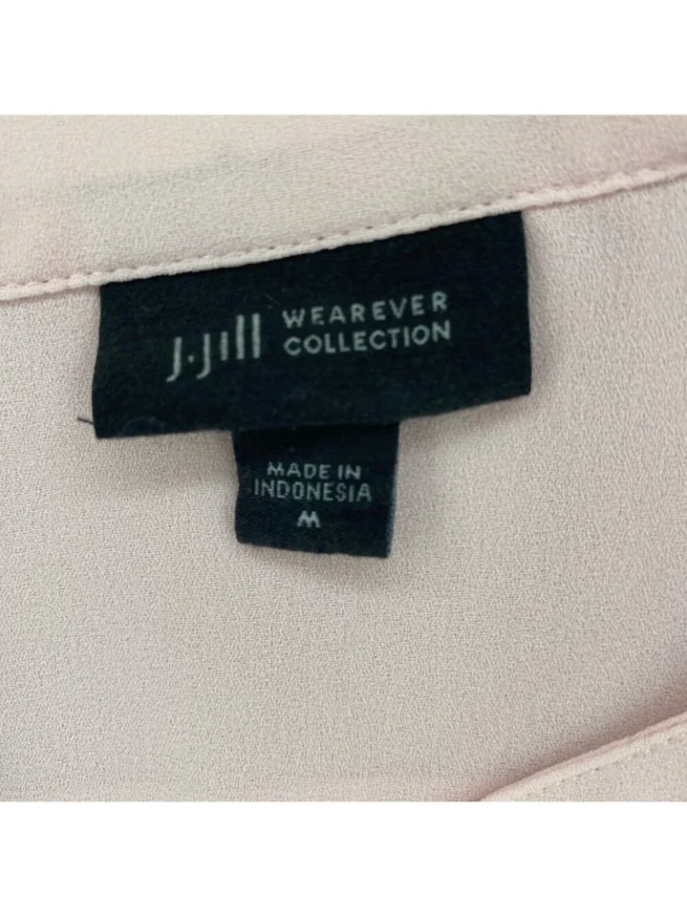 J Jill Top Women Medium Wearever Pink 3/4 Balloon Sleeve Layered Surplice Blouse